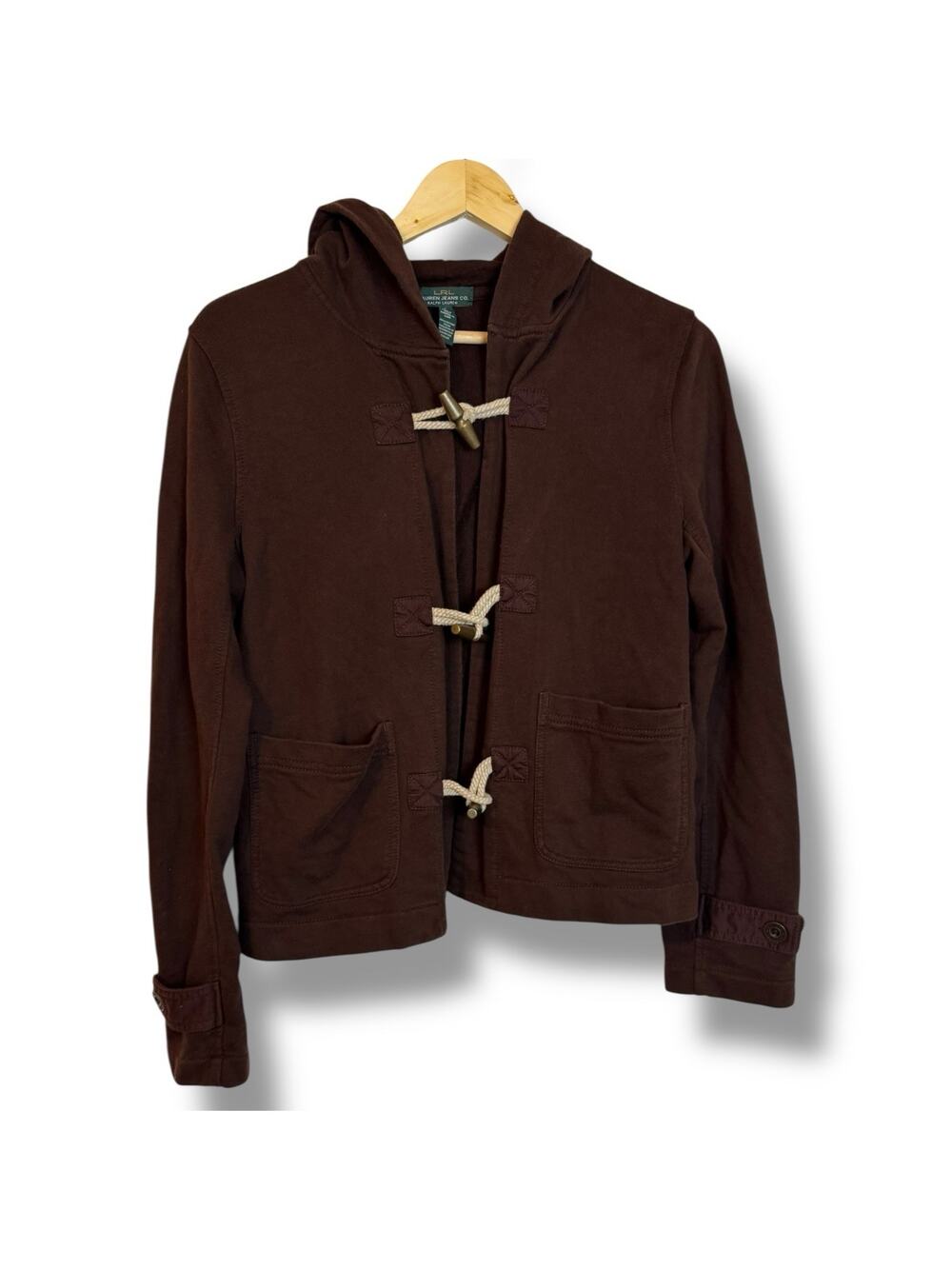 Lauren Ralph Lauren Brown Hooded 3 Button Jacket Equestrian Small